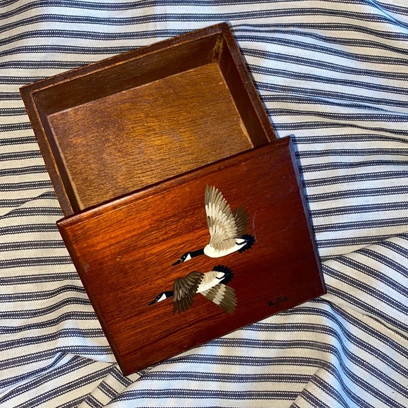 Vintage Hand-Painted Canada Goose Wood Box - Picture 3 of 6